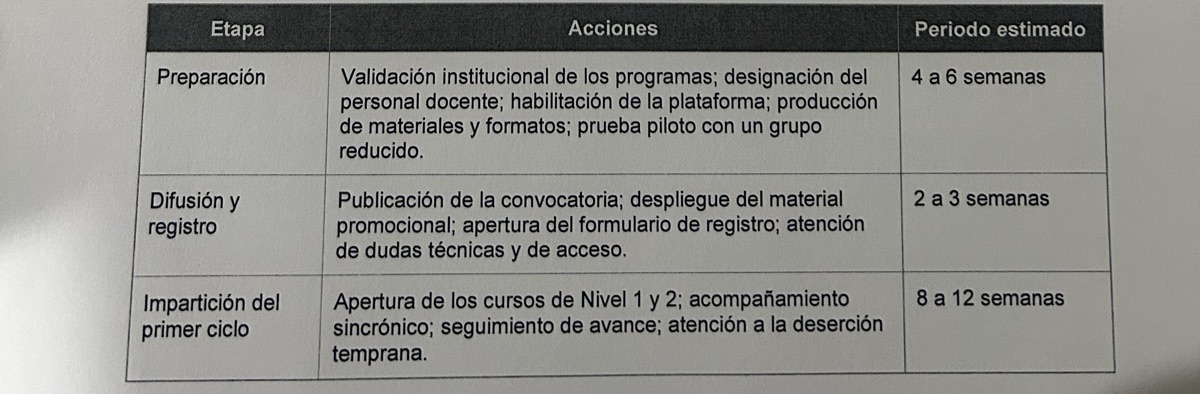 Fragmento de la foto 5. Plan de implementación. El recuadro marca el detalle señalado en el hallazgo.