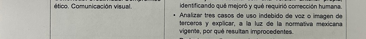 Fragmento de la foto 22. Curso 2, p. 6: voz e imagen de terceros. El recuadro marca el detalle señalado en el hallazgo.